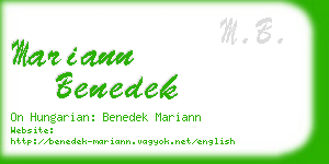 mariann benedek business card